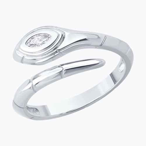 Кольцо из серебра с фианитом - видео на модели