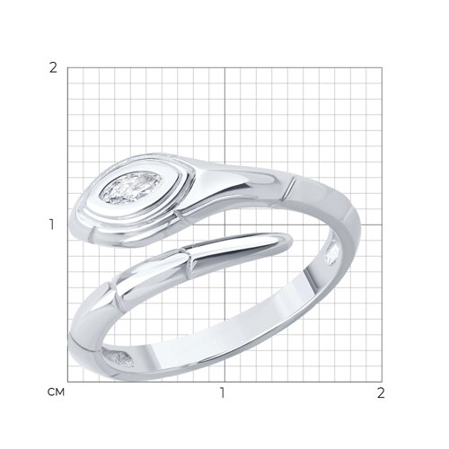 Кольцо из серебра с фианитом из серебро — вид 6