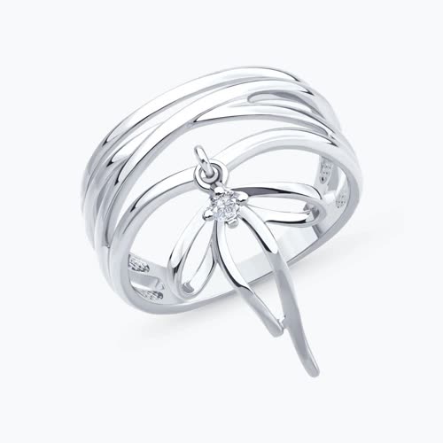 Кольцо из серебра с фианитом - видео на модели