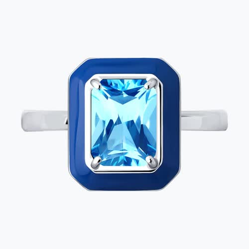 Кольцо из серебра с фианитом и эмалью из серебро — вид 2