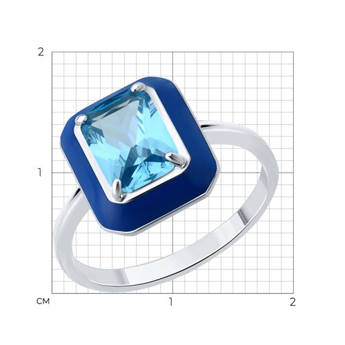 Кольцо из серебра с фианитом и эмалью из серебро — вид 6