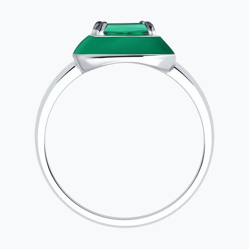 Кольцо из серебра с фианитом и эмалью из серебро — вид 2