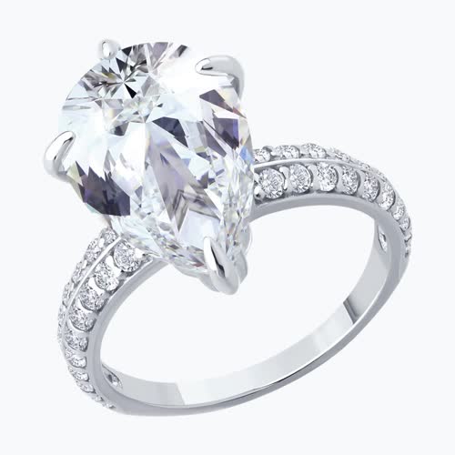 Кольцо из серебра с фианитами - видео на модели