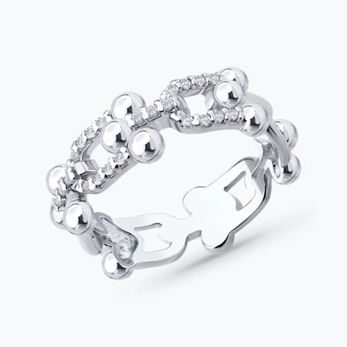 Кольцо из серебра с фианитами - видео на модели