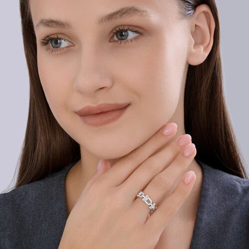 Кольцо из серебра с фианитами из серебро — вид 4