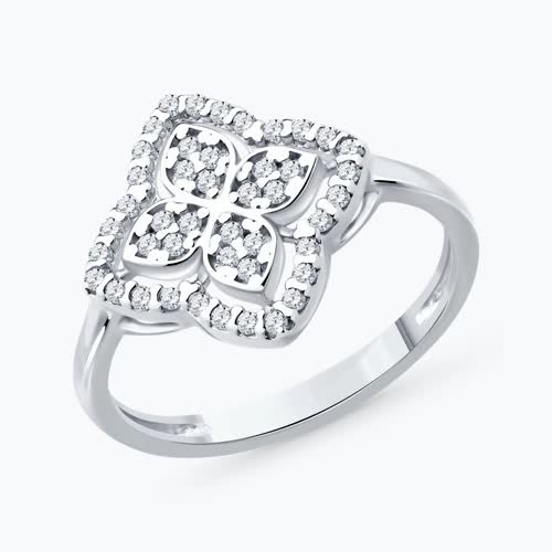 Кольцо из серебра с фианитами - видео на модели