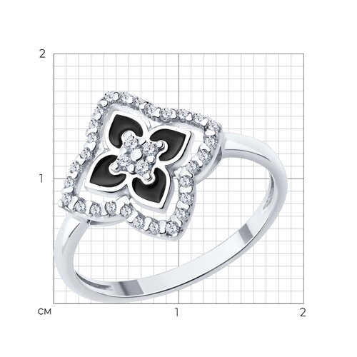 Кольцо из серебра с фианитами и эмалью из серебро — вид 6