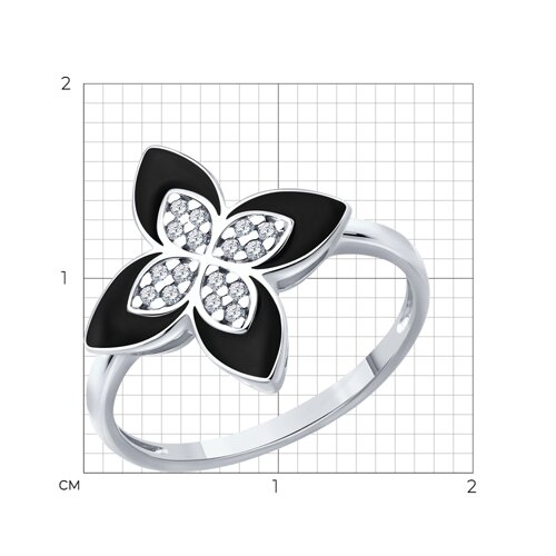 Кольцо из серебра с фианитами и эмалью из серебро — вид 5