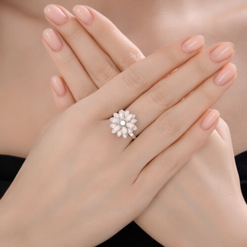 Кольцо из серебра с синтетическим жемчугом и эмалью из серебро — вид 4