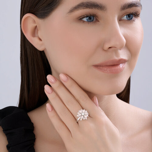 Кольцо из серебра с синтетическим жемчугом и эмалью из серебро — вид 5