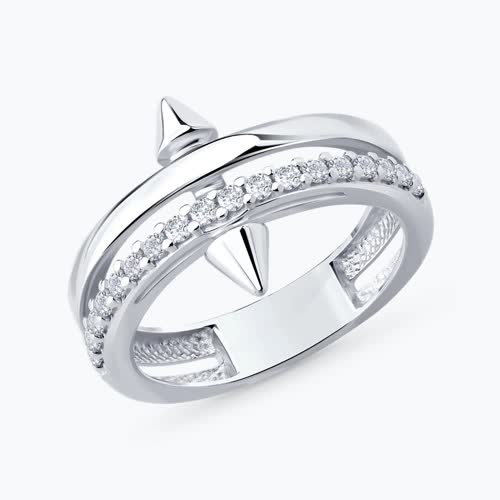 Кольцо из серебра с фианитами - видео на модели