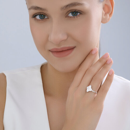 Кольцо из серебра с фианитами и эмалью из серебро — вид 4