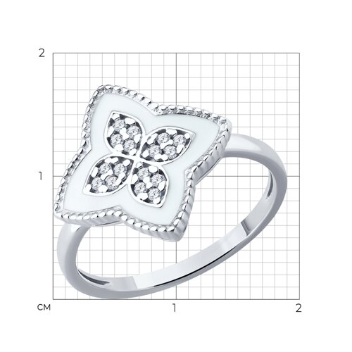 Кольцо из серебра с фианитами и эмалью из серебро — вид 5