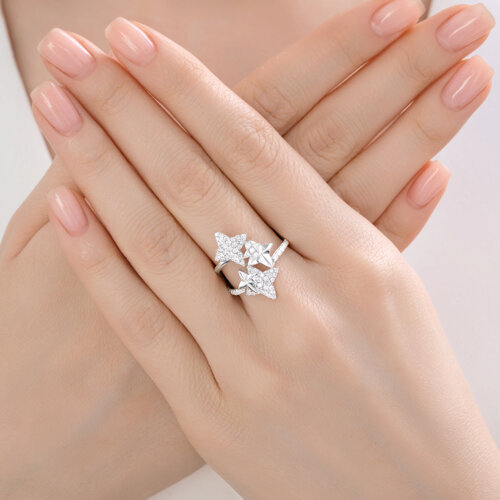 Кольцо из серебра с фианитами из серебро — вид 4