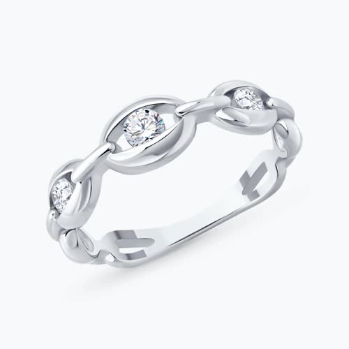 Кольцо из серебра с фианитами - видео на модели