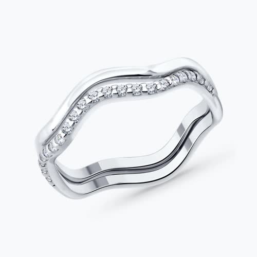 Кольцо из серебра с фианитами - видео на модели