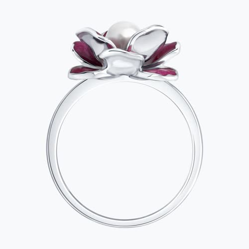 Кольцо из серебра с синтетическим жемчугом и эмалью из серебро — вид 3