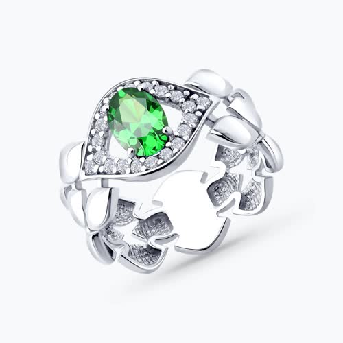 Кольцо из серебра с фианитами - видео на модели