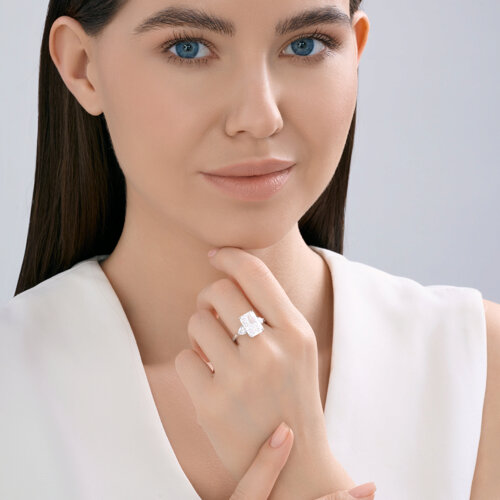 Кольцо из серебра с фианитами из серебро — вид 5