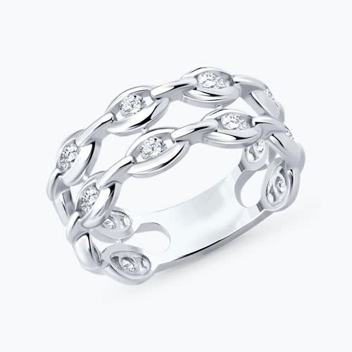 Кольцо из серебра с фианитами - видео на модели