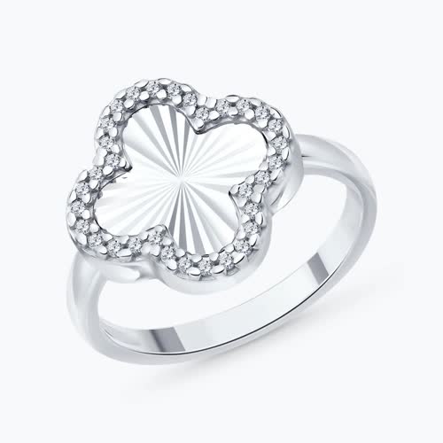 Кольцо из серебра с фианитами - видео на модели