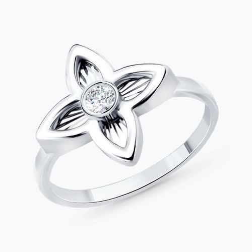 Кольцо из серебра с фианитами - видео на модели