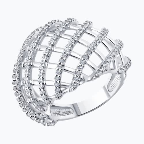 Кольцо из серебра с фианитами - видео на модели