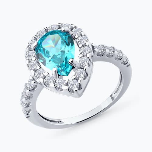 Кольцо из серебра с фианитами - видео на модели