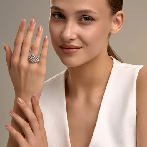 Кольцо из серебра с фианитами из серебро — вид 5