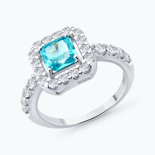 Кольцо из серебра с фианитами - видео на модели