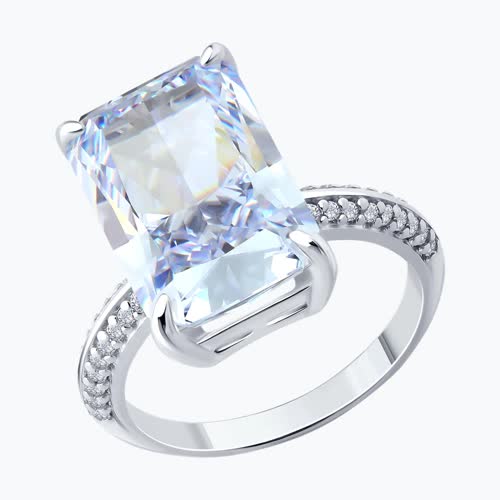 Кольцо из серебра с фианитами - видео на модели