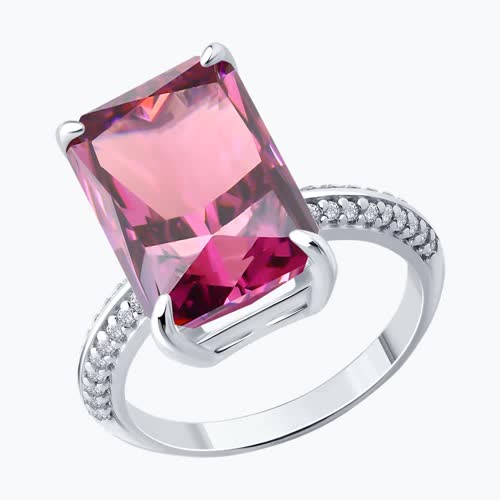 Кольцо из серебра с фианитами - видео на модели