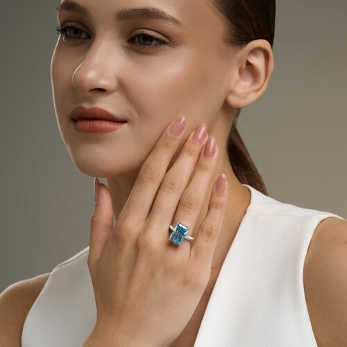 Кольцо из серебра с фианитами из серебро — вид 5