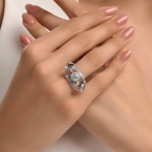 Кольцо из серебра с фианитами из серебро — вид 4