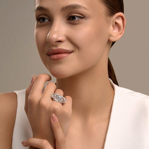 Кольцо из серебра с фианитами из серебро — вид 5