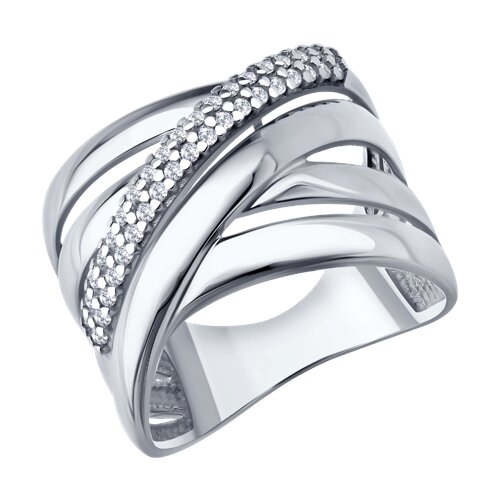 Кольцо из серебра с фианитами