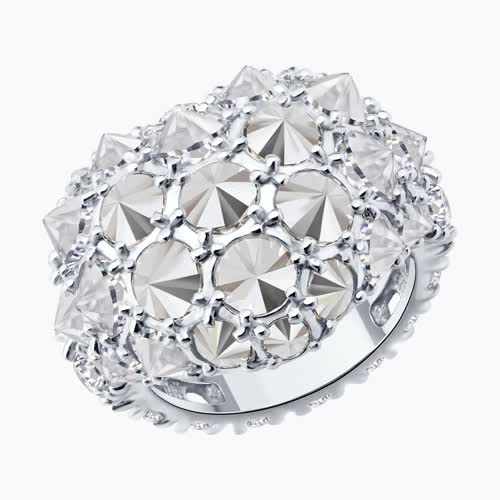 Кольцо из серебра с фианитами - видео на модели