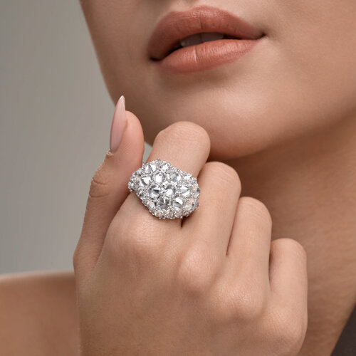 Кольцо из серебра с фианитами из серебро — вид 3