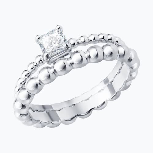 Кольцо из серебра с фианитом - видео на модели