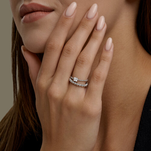 Кольцо из серебра с фианитом из серебро — вид 3