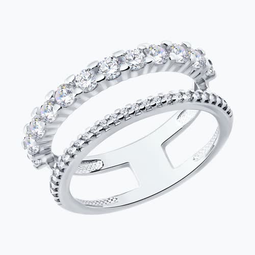 Кольцо из серебра с фианитами - видео на модели