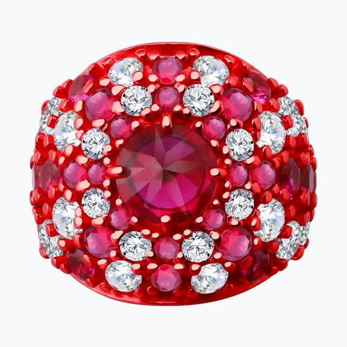 Кольцо из серебра с корундами и фианитами из серебро — вид 2