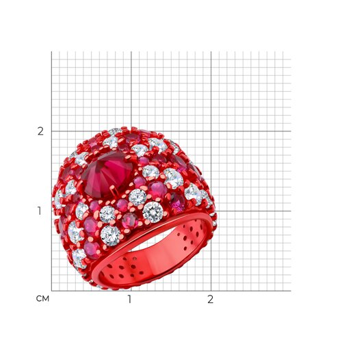 Кольцо из серебра с корундами и фианитами из серебро — вид 3