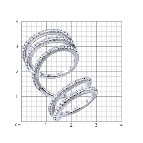 Кольцо из серебра с фианитами из серебро — вид 3