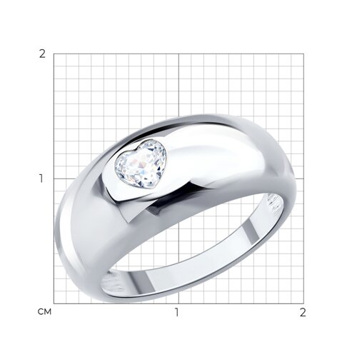 Кольцо из серебра с фианитом из родированное серебро — вид 2