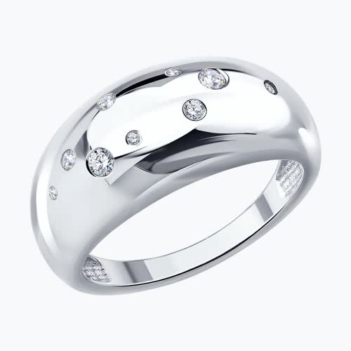 Кольцо из серебра с фианитами - видео на модели