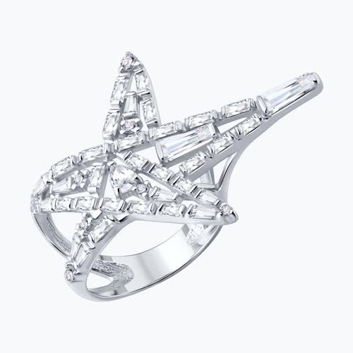 Кольцо из серебра с фианитами - видео на модели