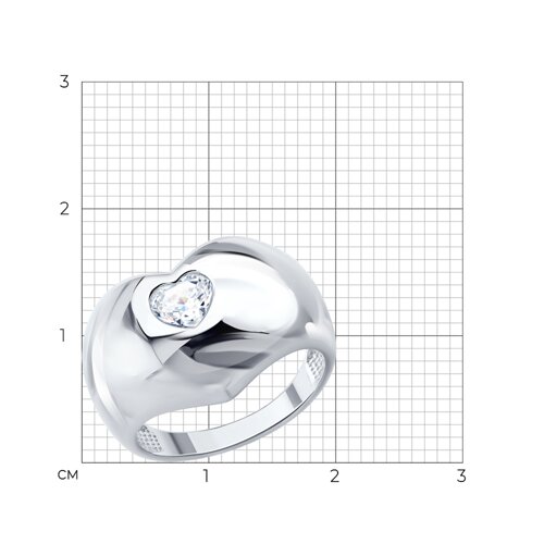 Кольцо из серебра с фианитом из серебро — вид 2