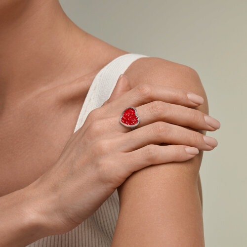 Кольцо из серебра с кристальной тканью из серебро — вид 3