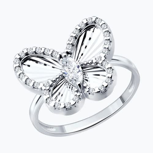 Кольцо из серебра с фианитами - видео на модели